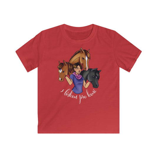 Dětské tričko s láskou pro koně | Jezditelka Eva Horlick červená